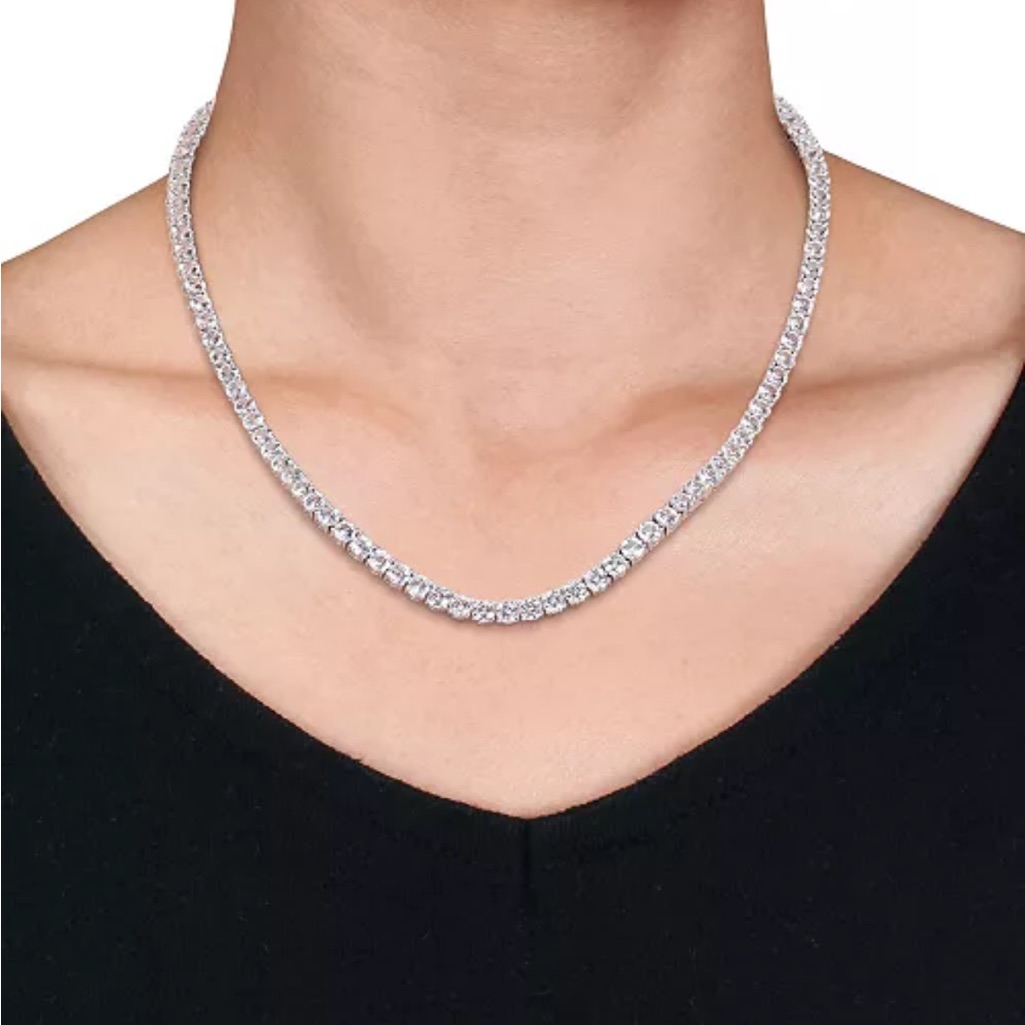 Elegant Silver Tennis Necklace